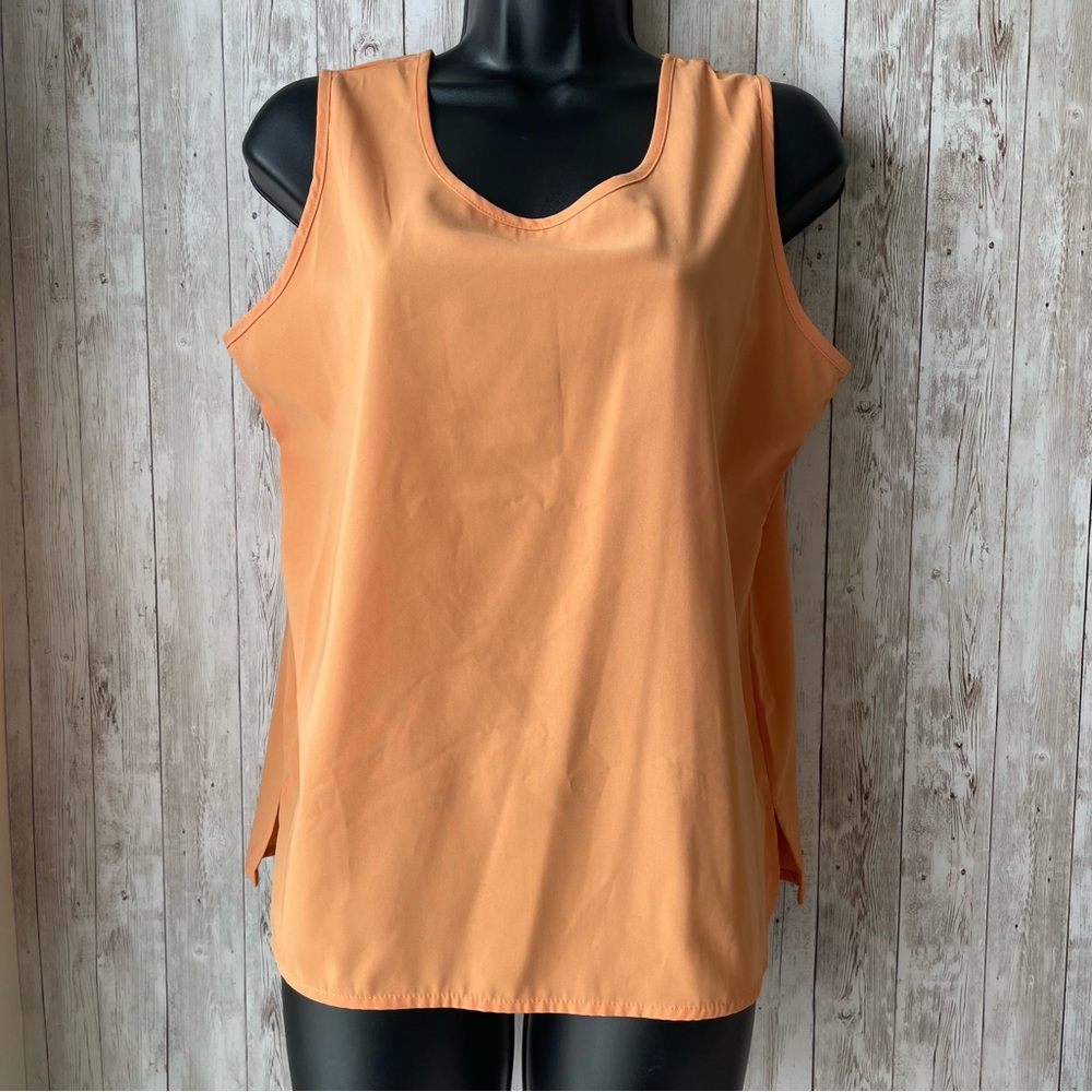 Passports Peach Orange Sleeveless Shell Tank Blouse Lightweight Size S